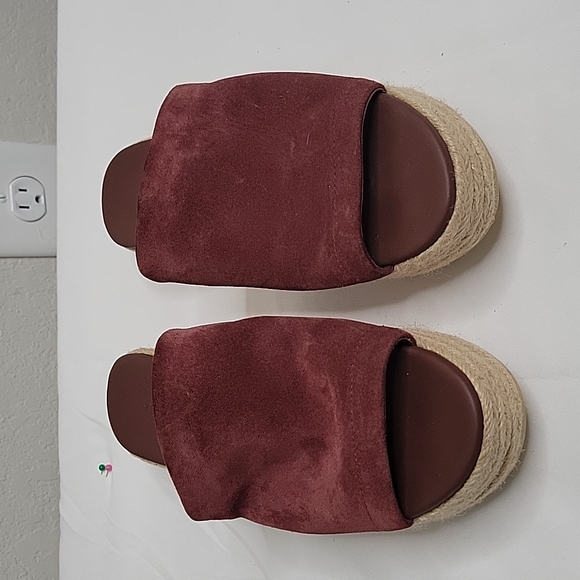 Vince espadrille slide on platform sandals maroon color - Picture 3 of 8